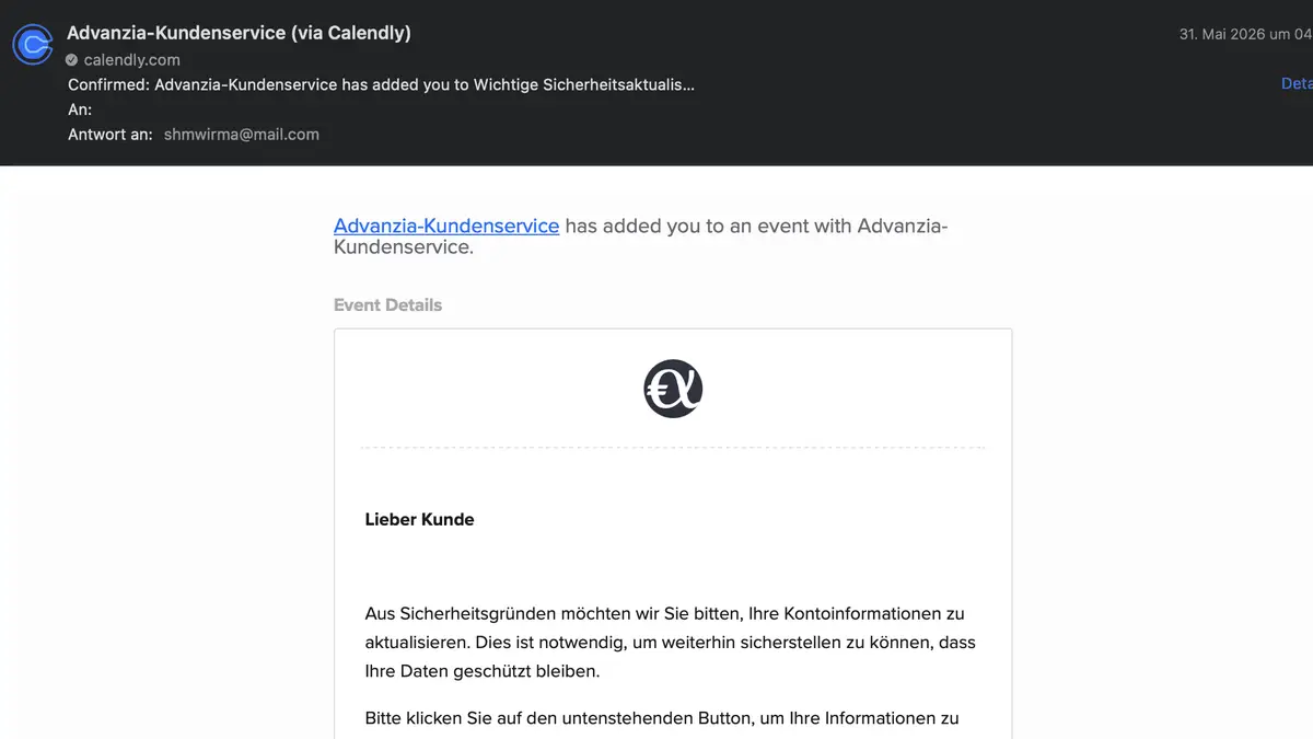 Titelbild zum Beitrag Calendly als Köder: Wie seriöse Termin-Mails für Phishing missbraucht werden