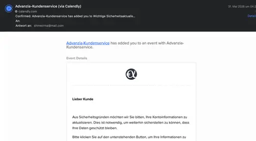 Titelbild zum Beitrag Calendly als Köder: Wie seriöse Termin-Mails für Phishing missbraucht werden